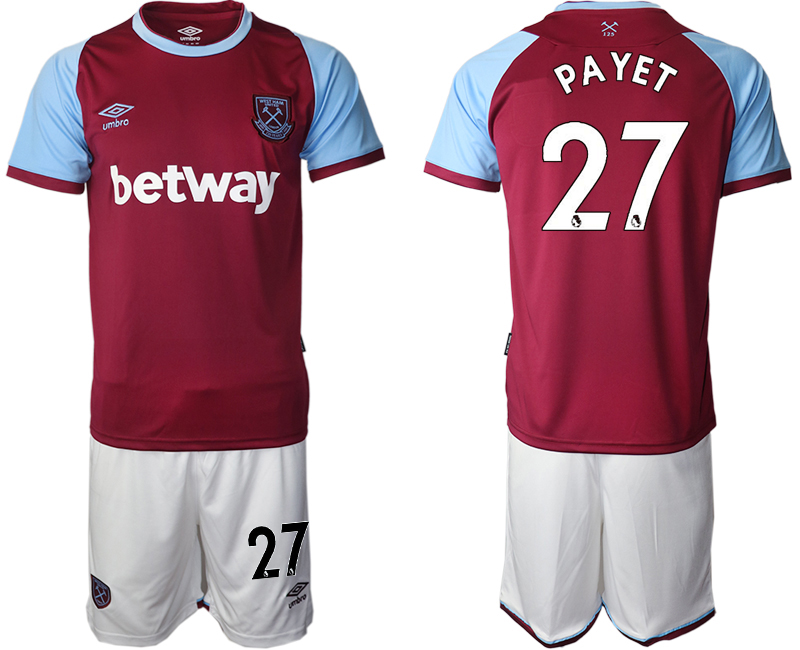 Men 2020-2021 club West Ham United home #27 red Soccer Jerseys->real madrid jersey->Soccer Club Jersey